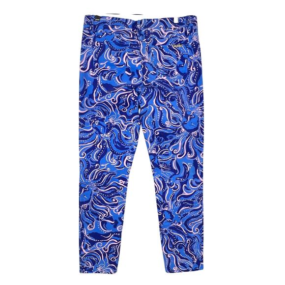 EUC Lilly Pulitzer Pants South Ocean Skinny Crop Coastal Blue Whispurr 10 - Picture 2 of 11